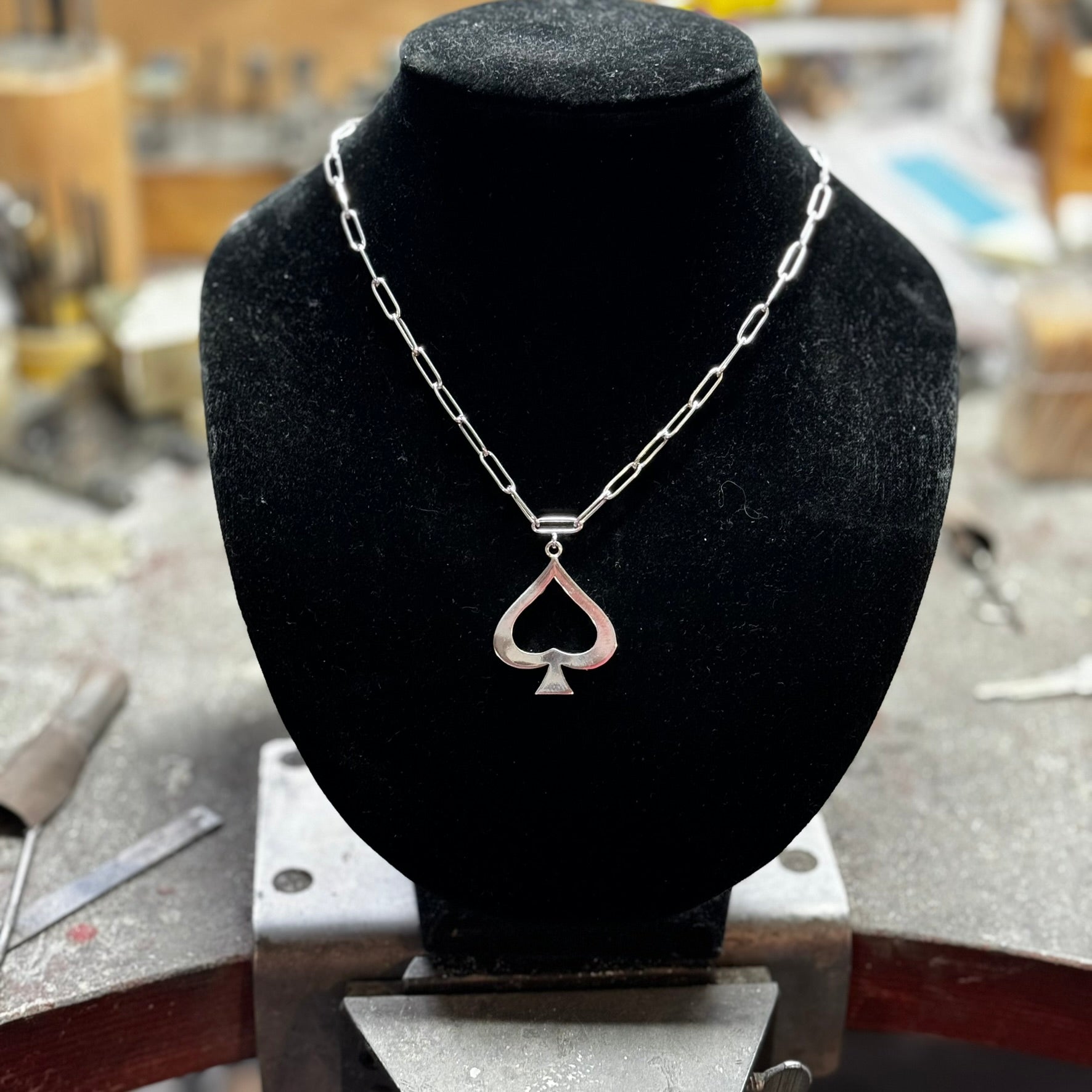 Open Spades pendant Large handmade charm