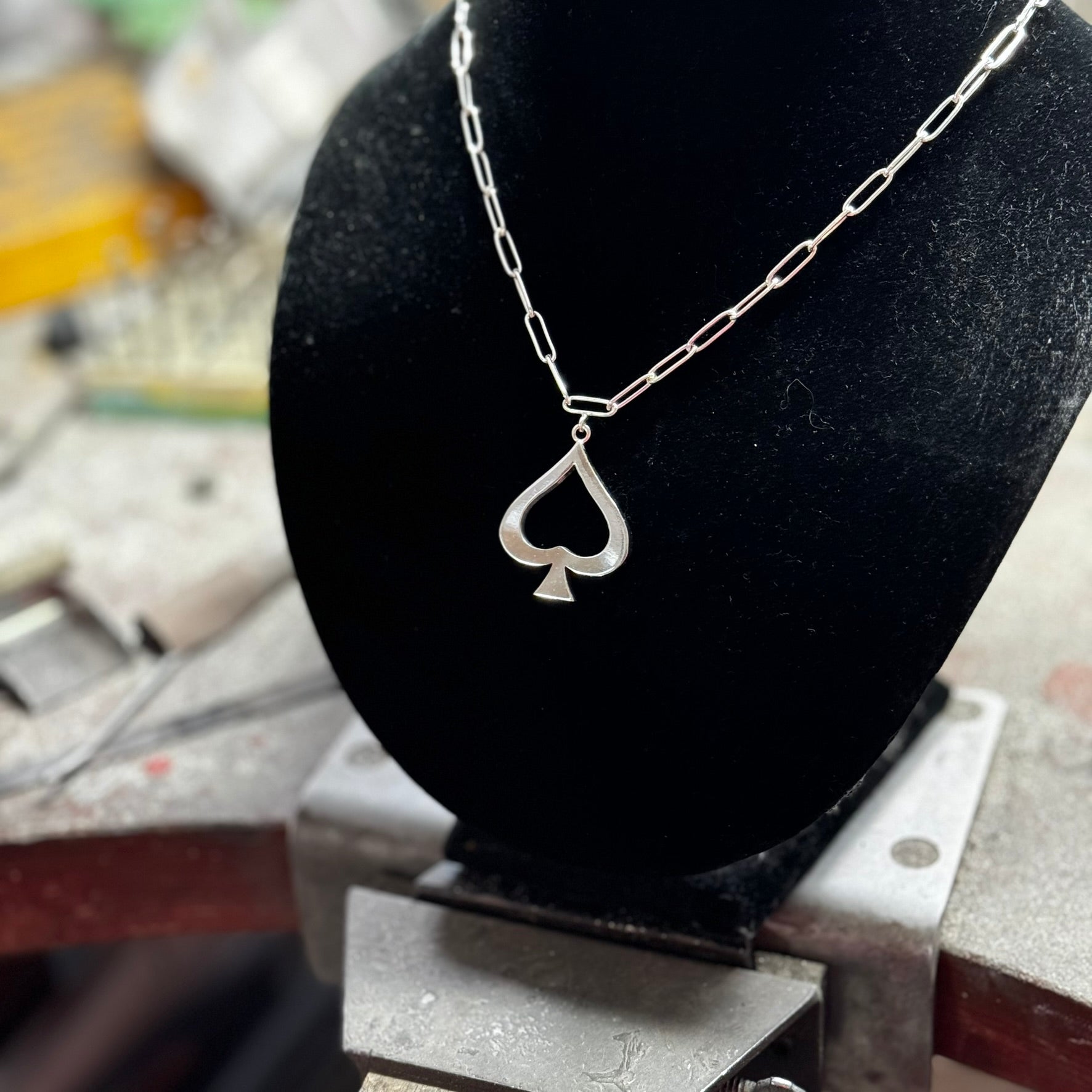 Open Spades pendant Large handmade charm