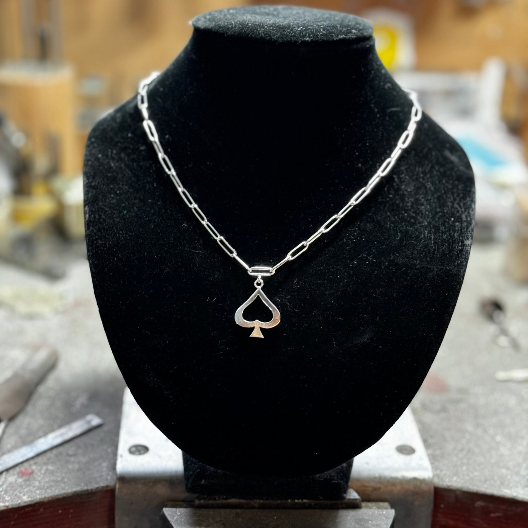 Open Spades pendant Medium handmade charm