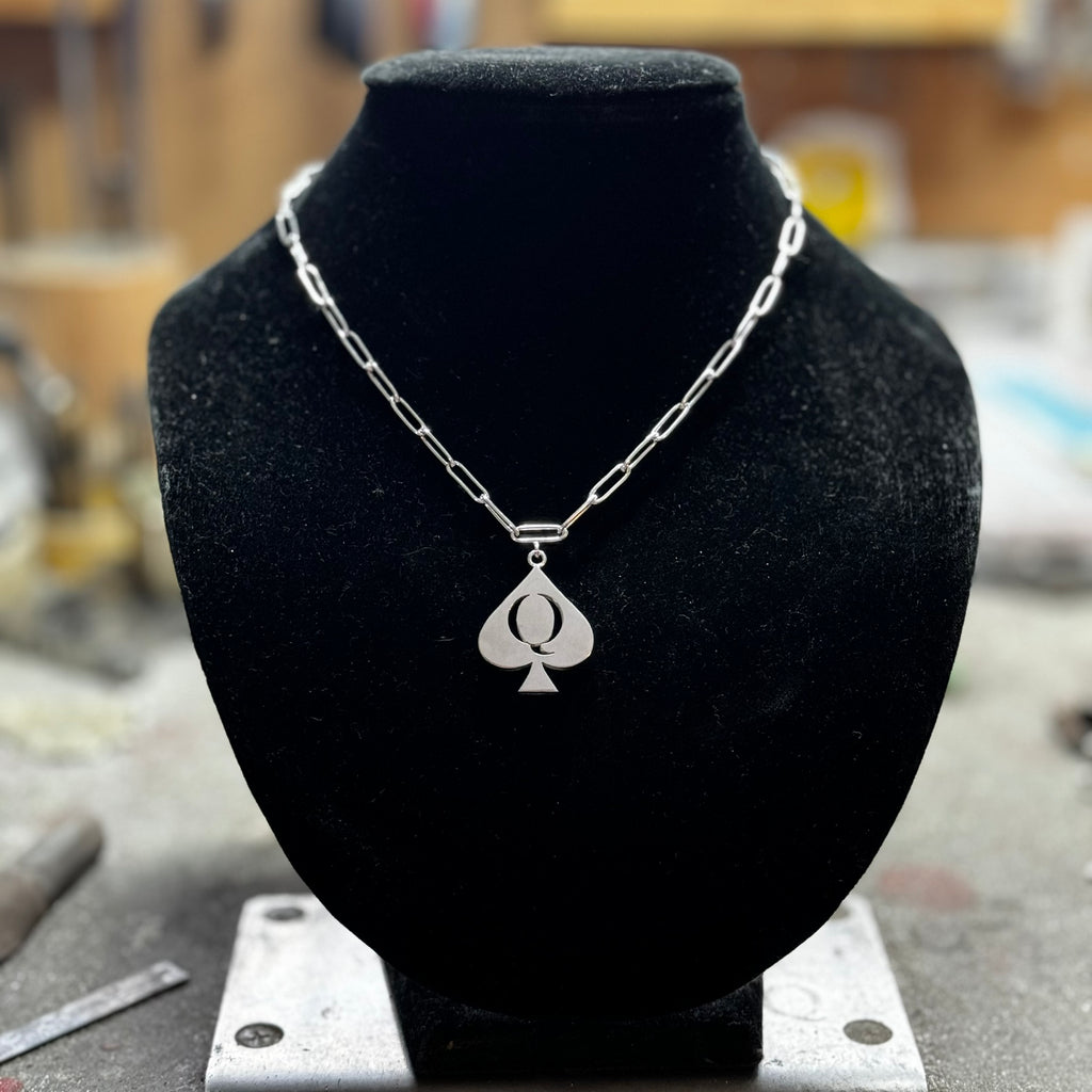 QoS pendant silver large handmade charm