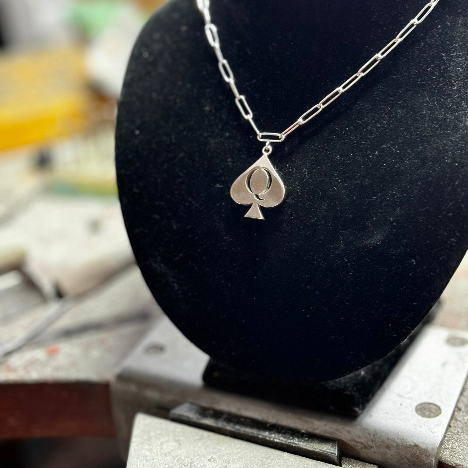 QoS pendant silver large handmade charm