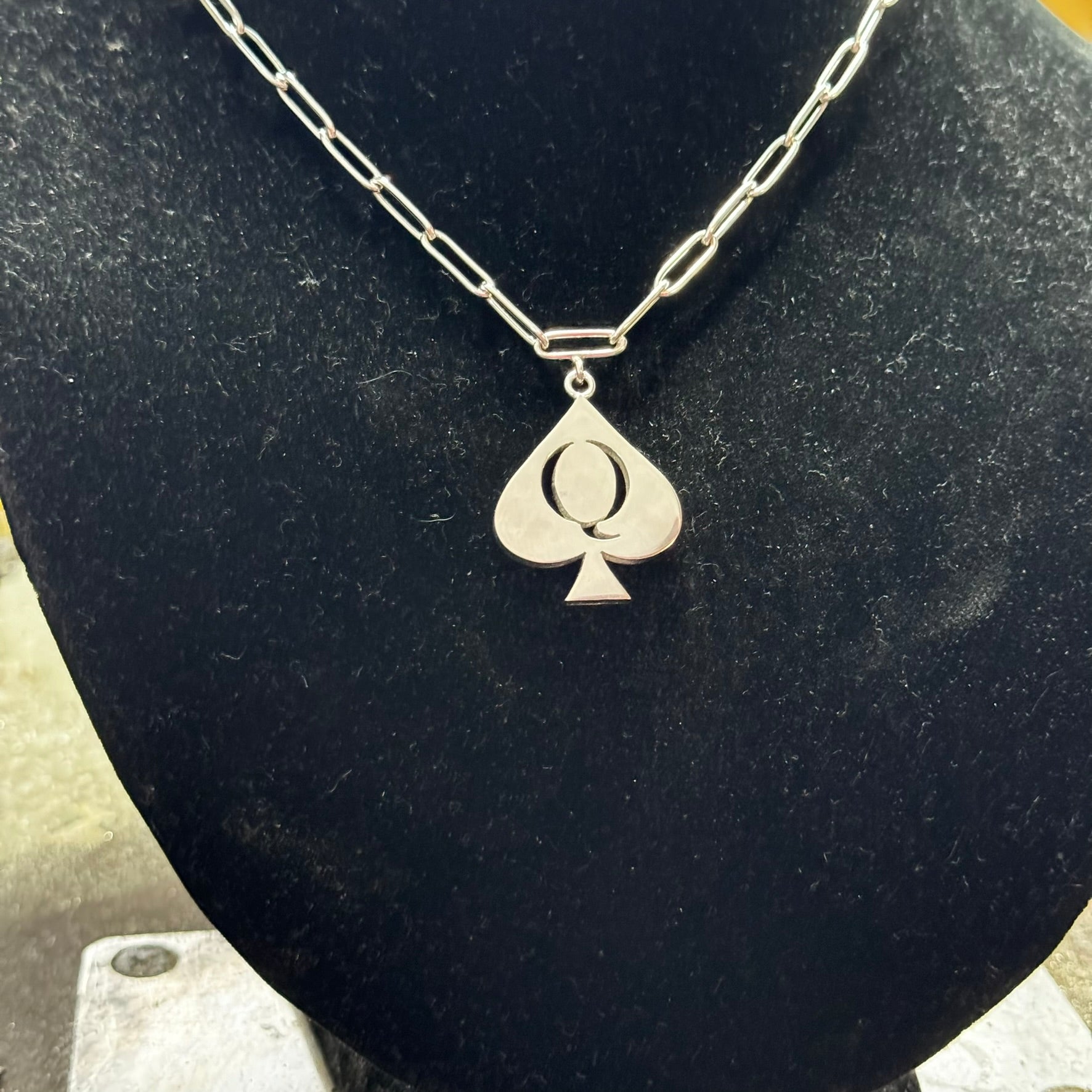 QoS pendant silver large handmade charm