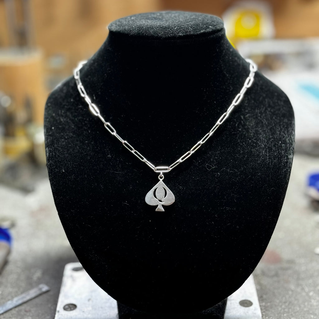 QoS pendant silver medium handmade charm