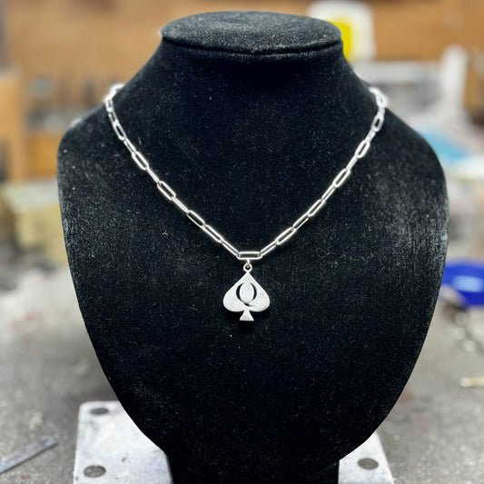 QoS pendant silver medium handmade charm