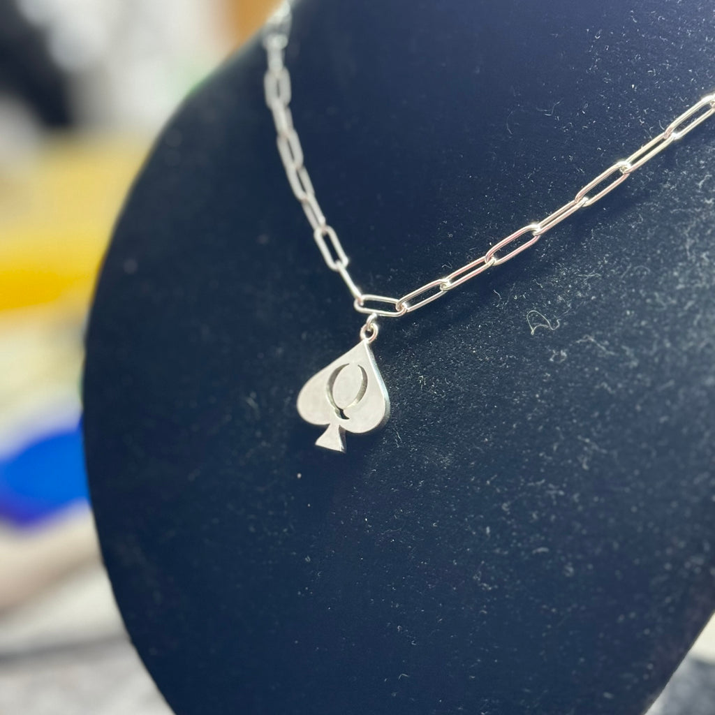 QoS pendant silver medium handmade charm